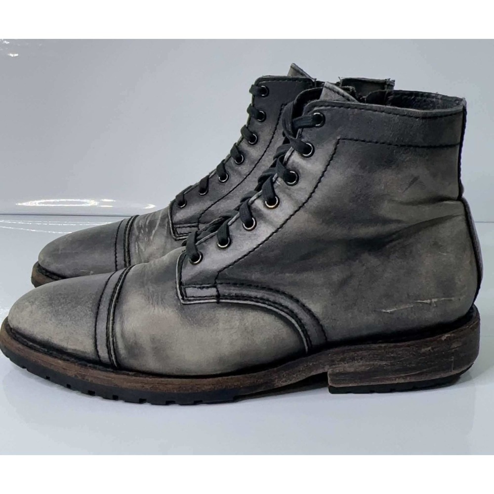 Thursday Everyday Major Boots Mens 9.5 Steel Gray Leather Cap Toe Side Zip RARE
